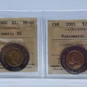 ICCS Graded Mint State 1998W and 2005 Canada Two