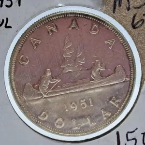 Mint State 1951 Canada One Dollar Coin with Far