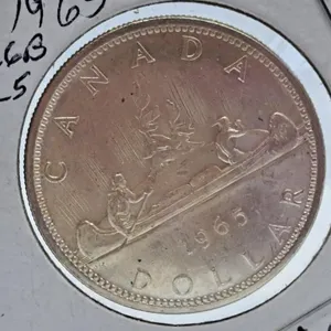 Mint State 1965 Canada One Dollar Coin with Large
