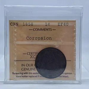 ICCS Graded Extra Fine 1858 Canada Penny with