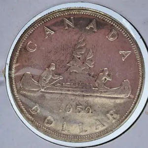 About Uncirculated 1950 Canada One Dollar Coin