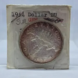 Uncirculated 1954 One Dollar Coin with Short