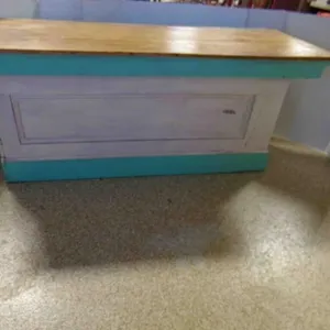 OLD Vintage Wooden General Store Counter Sea Foam