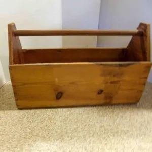 Vintage Wooden Tool Caddy Rustic Tote Box Solid