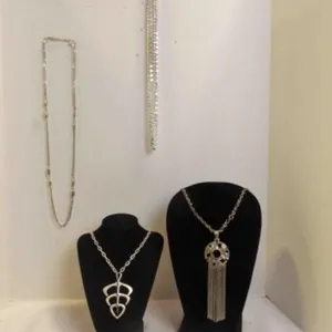 4 Silver Toned Necklaces -- 1 Vintage Sarah