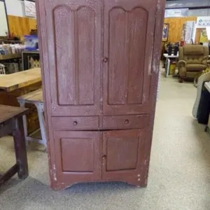 Antique Wall Blind Door Cupboard Cracked Brown