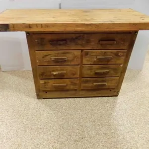 OLD Vintage Wooden Workbench w/7 Drawer Storage