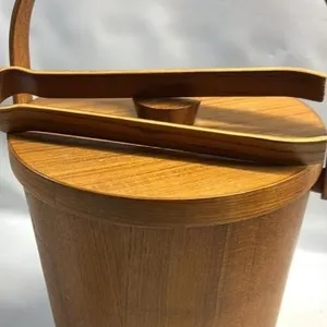 Vintage Mid Century Teak Ice Bucket & Tongs