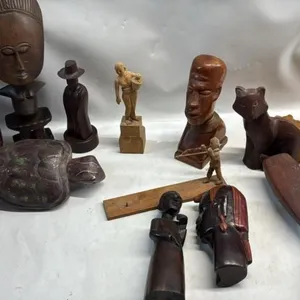 Antique vintage carving lot, mask, etc.