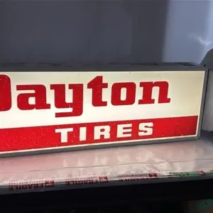 Light Up Dayton Tires Sign & Chevrolet flange