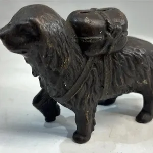Antique Cast Iron Saint Bernard Coin Bank