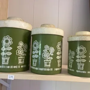 set of vintage 1960s or 1970s green metal kitchen