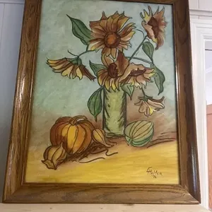 Fall picture with wood frame 27inx21.5in