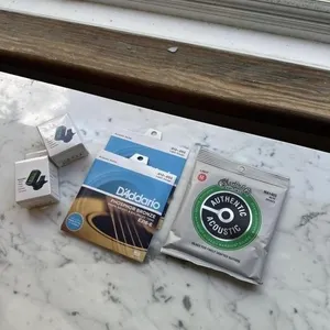 Guitar strings and clip on tuner