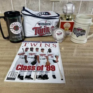Baseballs, Minnesota Twins beer steins, cooler,