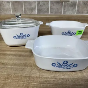Corningware baking dishes (3), lid