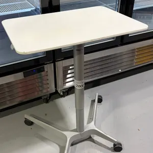 White 29 1/2" x 21 1/2" Rolling Adjustable Height Table