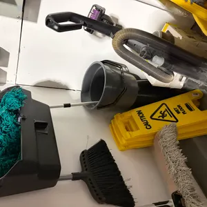 Brooms, Mops, Vacuum, Gags, Mop Pail, 3 Caution Sign, etc.