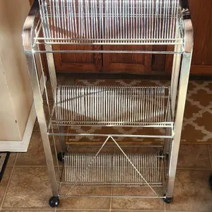 Vintage Chrome Record Racking With Wheels Featuring Multi-Tier Design