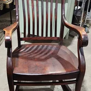 Solid Mahogany Rocking Chair with Spindle Backrest