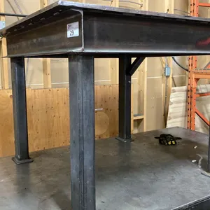 1/2" THICK TOP 4' SQUARE METAL SHOP TABLE APPROX 35"H