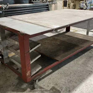1/2" THICK TOP MOBILE METAL SHOP TABLE APPROX 87"L X 48"D X 34"H