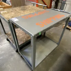 2 GREY METAL 2 TIER SHOP CARTS