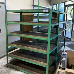 GROUP OF 3 ASSORTED WELDED METAL SHOP STORAGE SHELVES