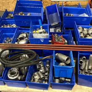 PALLET OF ASSORTED WATER LINE METAL FITTINGS, VALVES, SHUT OFFS & MORE
