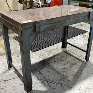 2" THICK GRANITE TOP METAL SHOP TABLE APPROX 48"L X 24"D X 34"H