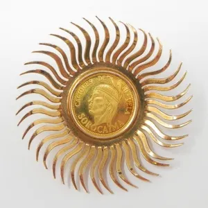 18KT GOLD MOUNTED .900 FINE GOLD COIN BROOCH 11.9g