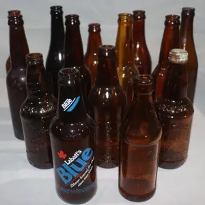 14 Brown Glass Bottles; 10 are Embossed
