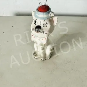 vintage ceramic dog pin cushion - 5 1/2" tall