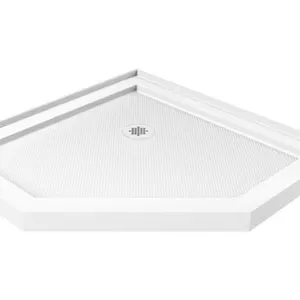 New-DreamLine SlimLine 40-in W x 40-in L Corner White Double Threshold Neo-angle Corner Shower Pan Base with 2.75-in H Threshold