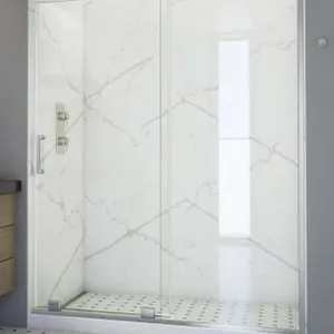 Missing parts - DreamLine Mirage-X Brushed Nickel 55-in to 59-in W x 71-in H Frameless Clear Glass Sliding Shower door (It is missing one glass panel,