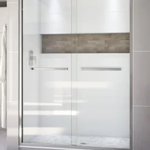 New - DreamLine Encore Brushed Nickel 50-in to 54-in W x 76.0-in H Semi-frameless Clear Glass Bypass Sliding Shower door