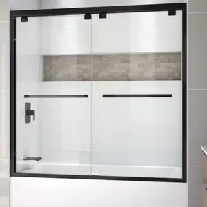 New - DreamLine Encore Matte Black 56-in to 60-in W x 58.0-in H Semi-Frameless Bypass Sliding Bathtub Door - Model 1660580-09. Please note: the box ha