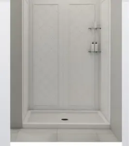 NEW - (2 Items total) (1) DreamLine QWall 32-in L x 60-in W x 60-in H White 4 -Piece Glue Up Bathtub Back Wall Panel (1) DreamLine SlimLine 30-in W x 
