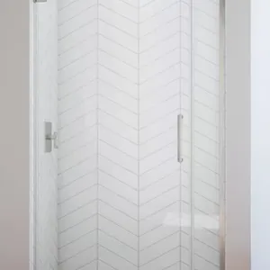 NEW - DreamLine Unidoor Plus Brushed Nickel 35-1/2-in to 36-in W x 72.0-in H Frameless Clear Glass Hinged Shower door
