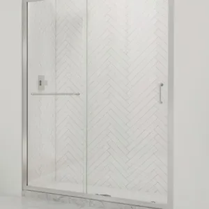 NEW - DreamLine Infinity-Z Brushed Nickel 50-in to 54-in W x 72.0-in H Semi-frameless Clear Glass Sliding Shower door