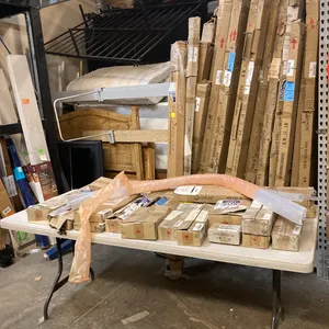 (45 items total) Assorted Dream-line. Shower Door Glass Panels, Hinges and Frames. All different Colors, Sizes and Models. Please see Pictures.