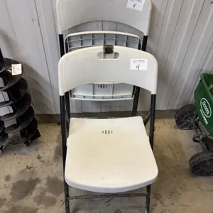 (2) White Plastic Folding Chairs