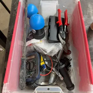 Bin of Assorted Hand Tools, Electrical Test Meter & Shop Accessories