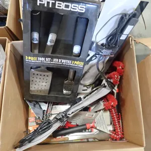 Lot of Pit Boss 3-pc BBQ Tool Set, (2) Charcoal Grill Electric Ignitors, Brushes, etc.