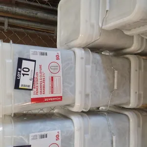 Lot of (3) Homebase 50lbs Pails 1 3/4" Barbed Fence Staples.