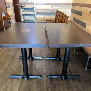 2 double pedestal restaurant tables, solid wood top, 42x24”, 30.5” tall (bid price is for 2)