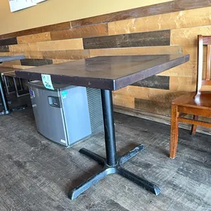 1 Single Pedestal Restaurant Table, Solid Wood Top, 30x30x30”