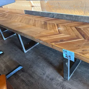 Commercial 6ft long bench, 1.5” thick solid wood, metal base, 18”wide, 17.5” tall.