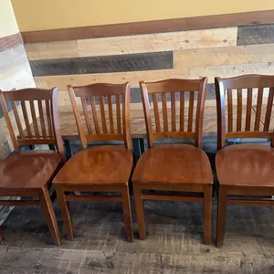 4 Solid Wood Restaurant Chairs (bid price is for 4)