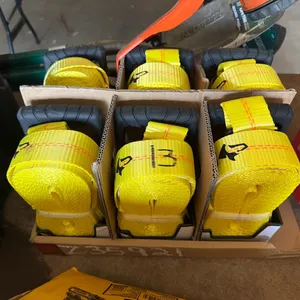BOX OF HUSKY 2IN X 27FT HEAVY DUTY RATCHET TIE DOWN WITH DOUBLE J HOOK